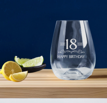 Birthday Engraved Stemless Wine Glass