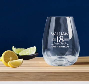 Birthday Engraved Stemless Wine Glass