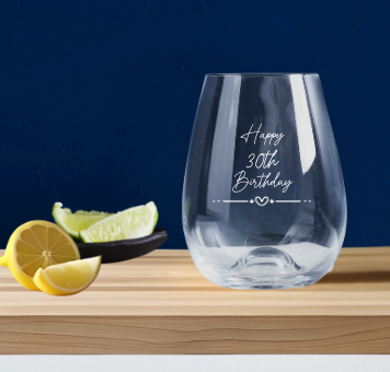 Birthday Engraved Stemless Wine Glass