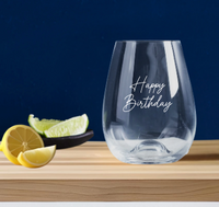 Birthday Engraved Stemless Wine Glass