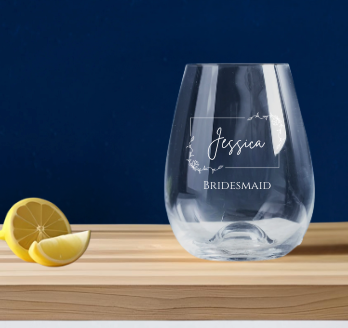 Bridesmaid Engraved Stemless Wine Glass