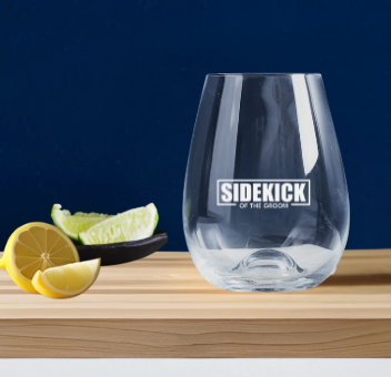 Bucks Party Engraved Stemless Wine Glass