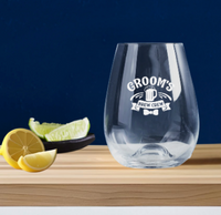 Bucks Party Engraved Stemless Wine Glass