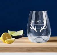 Groomsmen Engraved Stemless Wine Glass