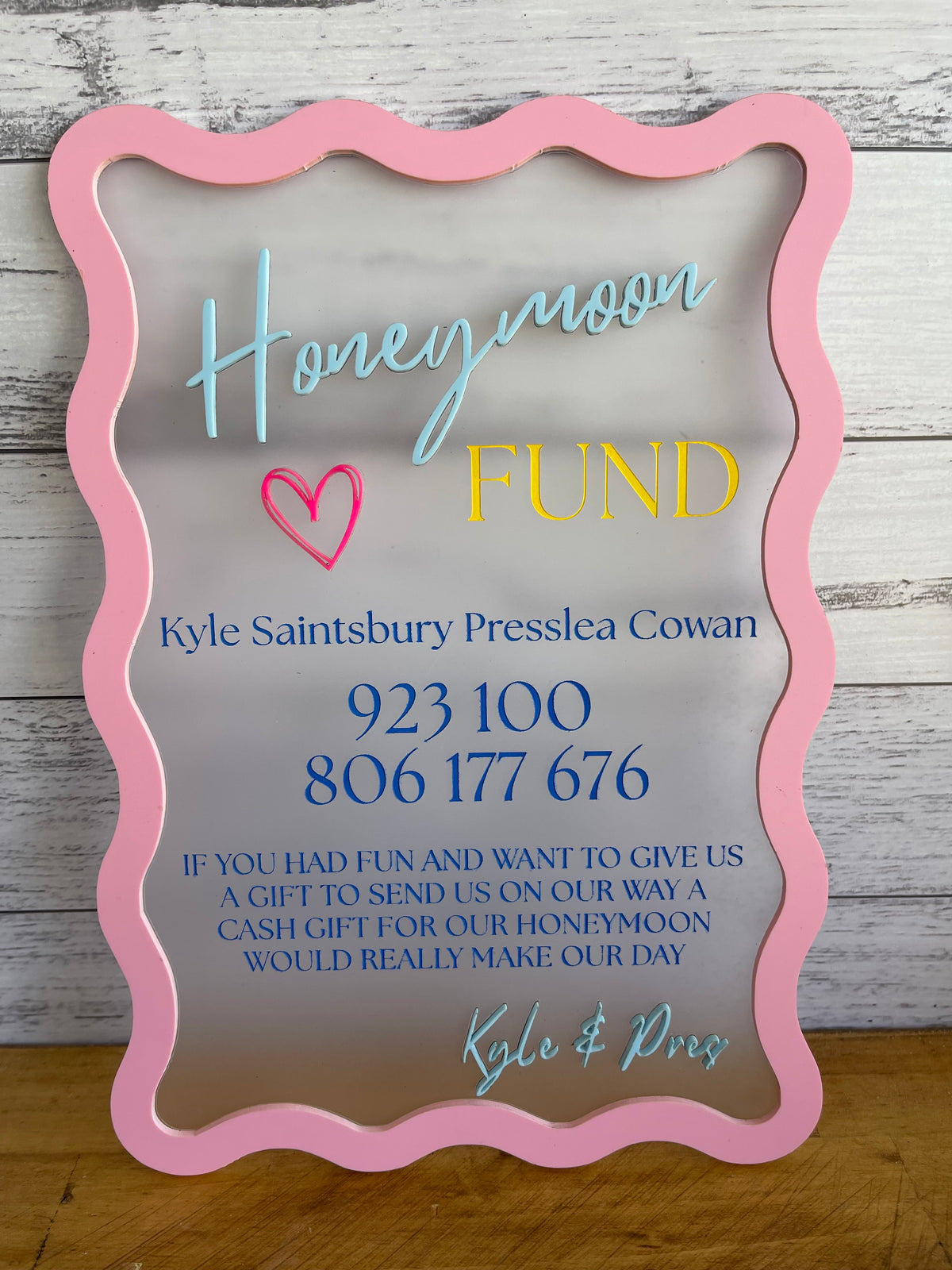 Reception Sign – Honeymoon Fund Design