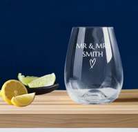 Wedding Engraved Stemless Wine Glass