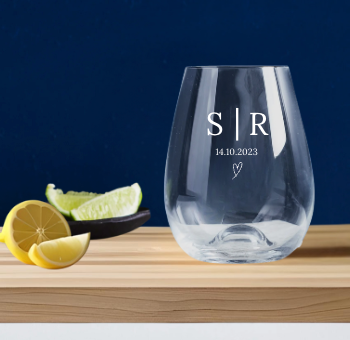 Wedding Engraved Stemless Wine Glass
