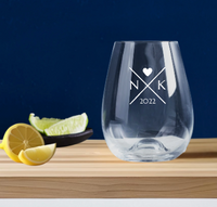 Wedding Engraved Stemless Wine Glass