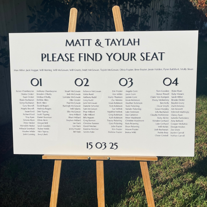 Personalised Wedding Seating Charts