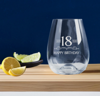 Birthday Engraved Stemless Wine Glass