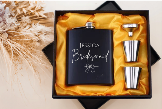 Bridesmaid Whisky Flask Set