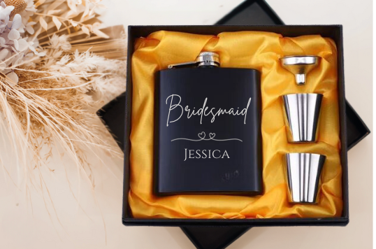 Bridesmaid Whisky Flask Set
