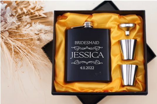 Bridesmaid Whisky Flask Set