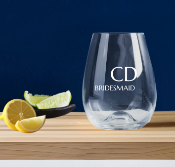 Bridesmaid Engraved Stemless Wine Glass