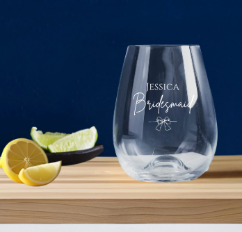 Bridesmaid Engraved Stemless Wine Glass