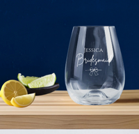 Bridesmaid Engraved Stemless Wine Glass