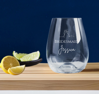 Bridesmaid Engraved Stemless Wine Glass
