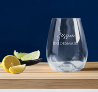 Bridesmaid Engraved Stemless Wine Glass