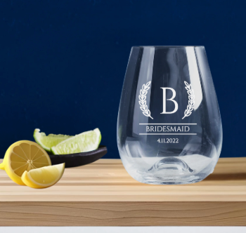 Bridesmaid Engraved Stemless Wine Glass