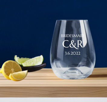 Bridesmaid Engraved Stemless Wine Glass