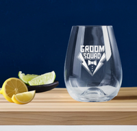 Bucks Party Engraved Stemless Wine Glass