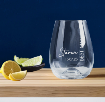 Groomsmen Engraved Stemless Wine Glass