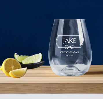 Groomsmen Engraved Stemless Wine Glass