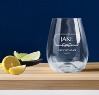 Groomsmen Engraved Stemless Wine Glass