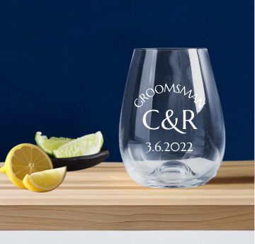Groomsmen Engraved Stemless Wine Glass