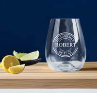 Groomsmen Engraved Stemless Wine Glass
