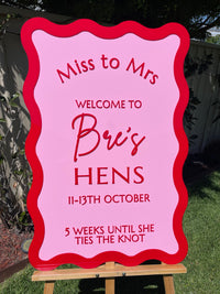 Hens Party Sign – Miss to Mrs Design