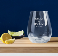 Wedding Engraved Stemless Wine Glass
